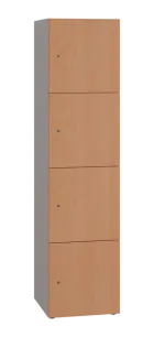 DOMINIT 44 úložná skříň 4-boxová, 1817x450x400 mm, korpus šedý, dvířka buk royal